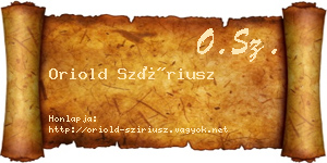 Oriold Szíriusz névjegykártya